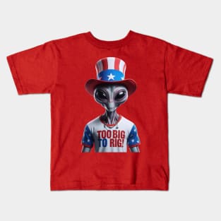 Too Big To Rig Shirt, 2024 Election Shirt, Funny Alien Shirt, Trump 2024 Kids T-Shirt